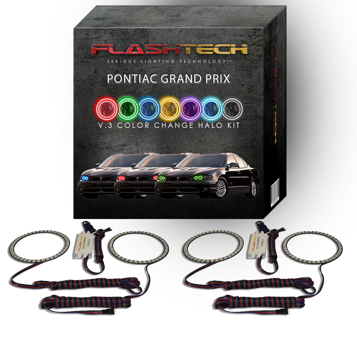 Pontiac-Grand Prix-1997, 1998, 1999, 2000, 2001, 2002, 2003-LED-Halo-Headlights-RGB-No Remote-PO-GP9703-V3H