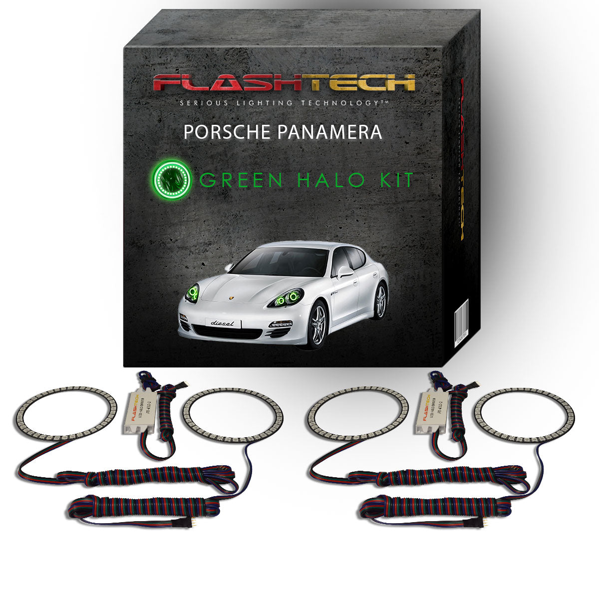 Porsche-Panamera-2010, 2011, 2012, 2013-LED-Halo-Headlights-RGB-Bluetooth RF Remote-PR-PA1013-V3HBTRF