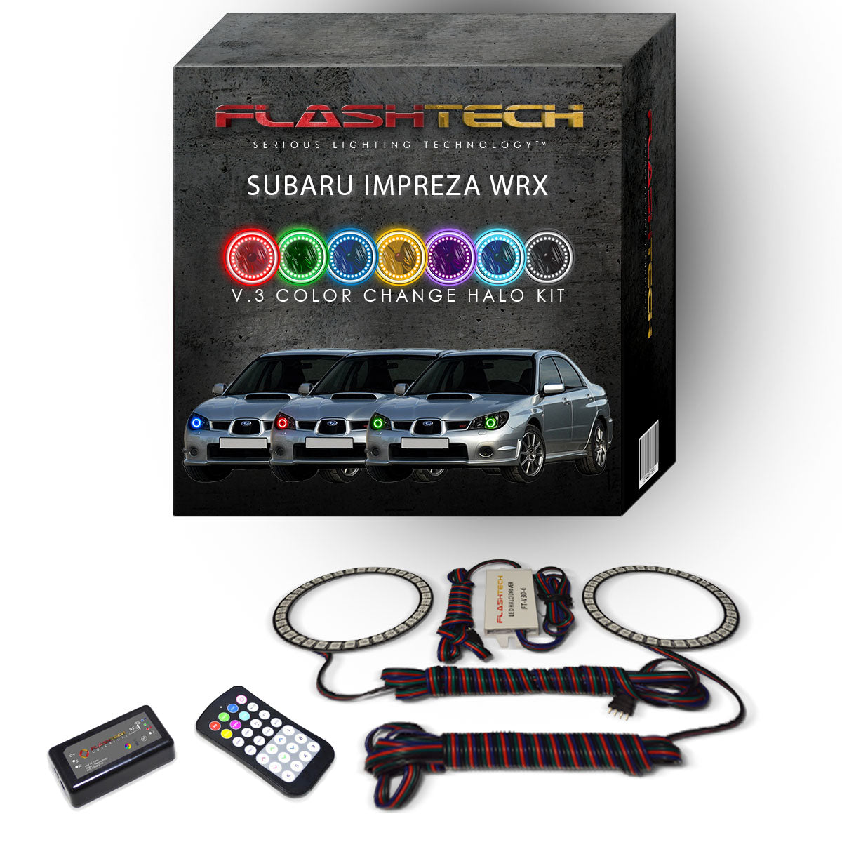 Subaru-Impreza-2006, 2007-LED-Halo-Headlights-RGB-RF Remote-SU-WR0607-V3HRF