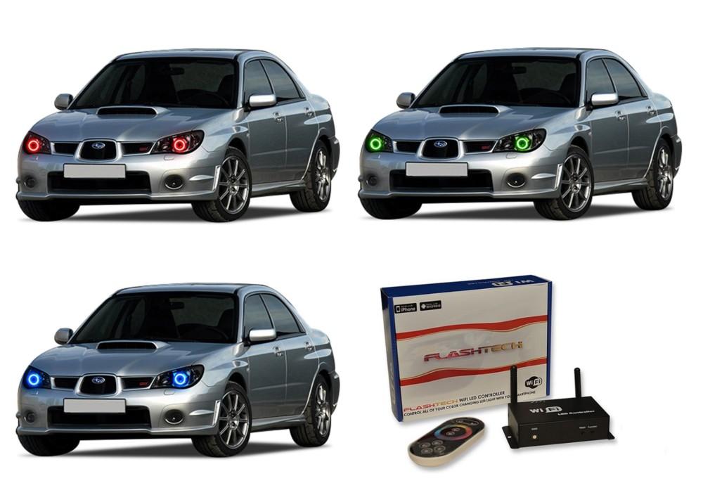 Subaru-Impreza-2006, 2007-LED-Halo-Headlights-RGB-WiFi Remote-SU-WR0607-V3HWI