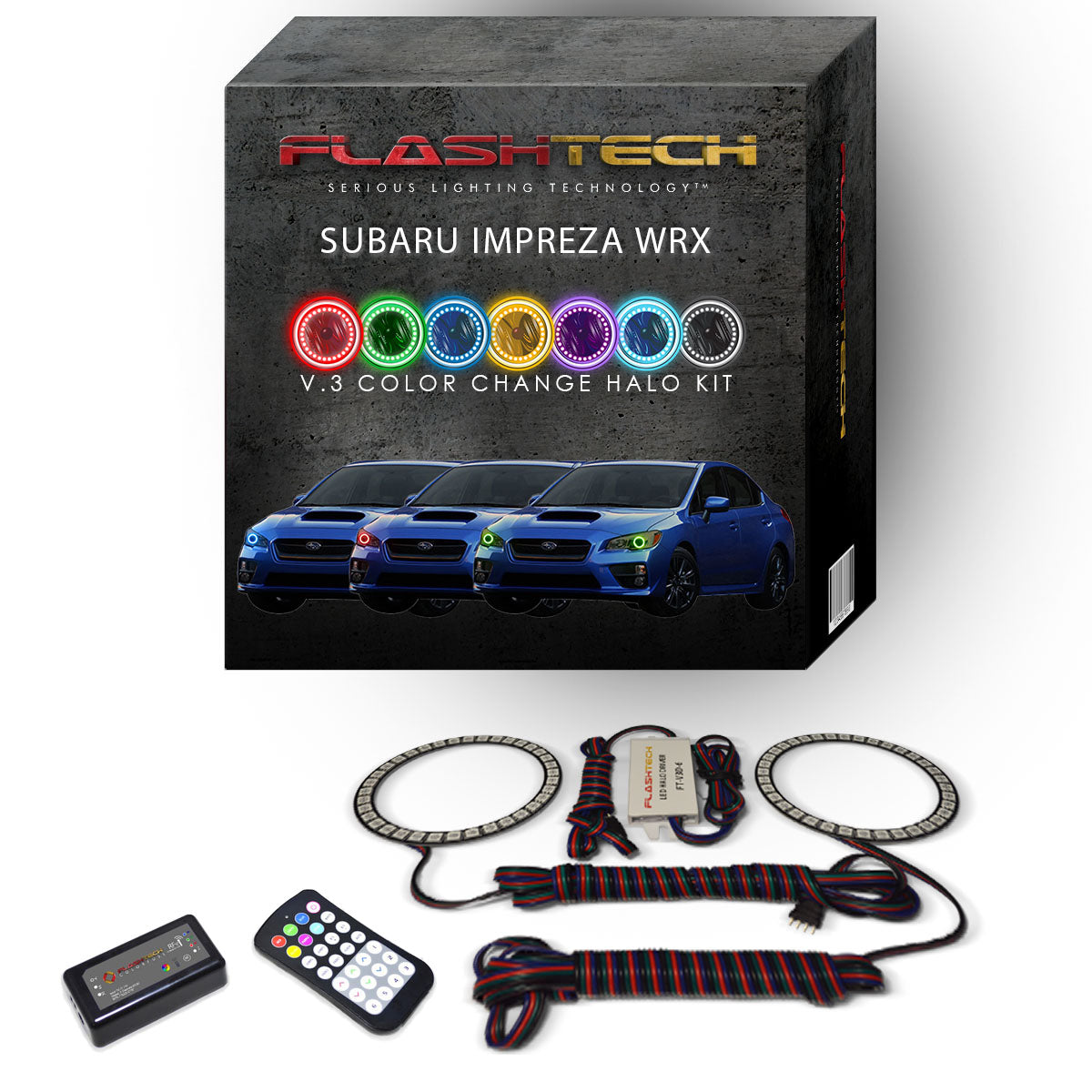 Subaru-Impreza-2015, 2016, 2017, 2018-LED-Halo-Headlights-RGB-RF Remote-SU-WR1516-V3HRF