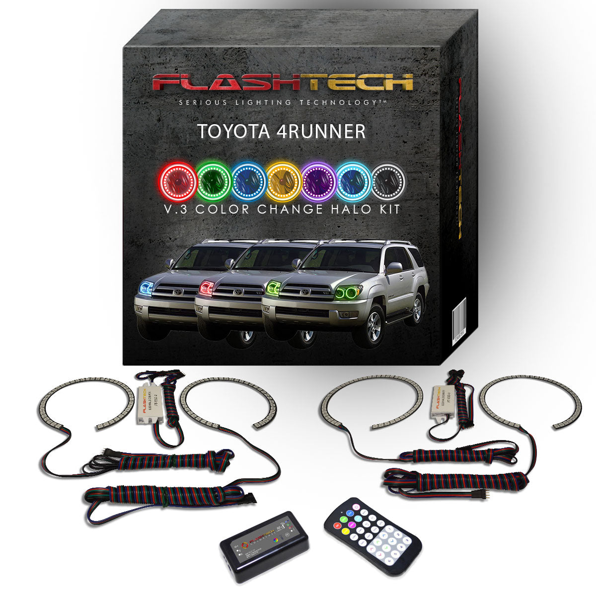 Toyota-4Runner-2003, 2004, 2005-LED-Halo-Headlights-RGB-RF Remote-TO-4R0305-V3HRF