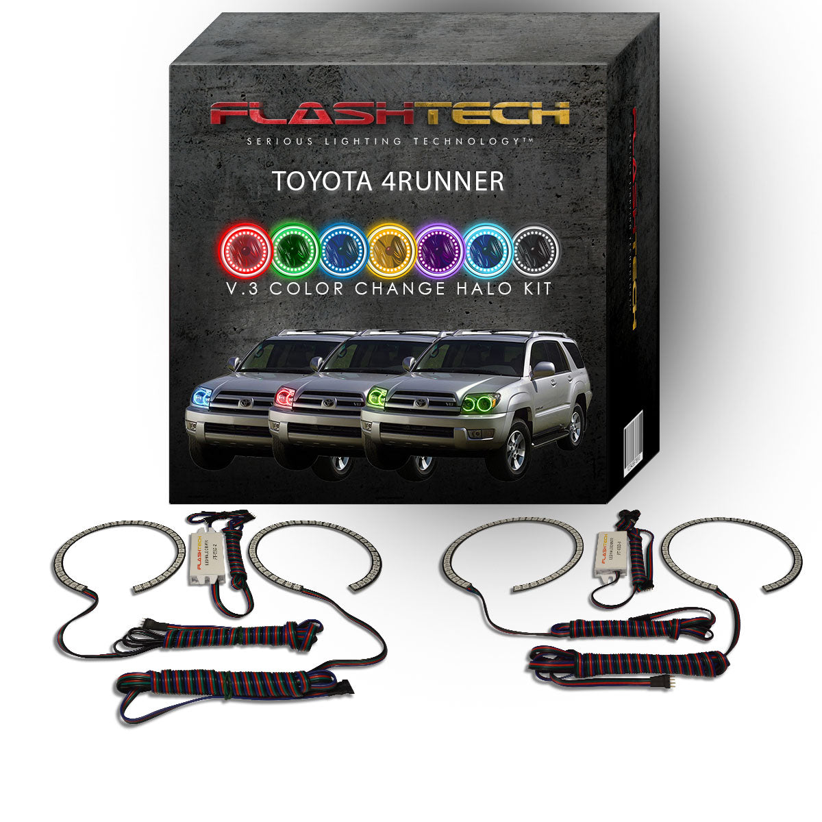 Toyota-4Runner-2003, 2004, 2005-LED-Halo-Headlights-RGB-No Remote-TO-4R0305-V3H