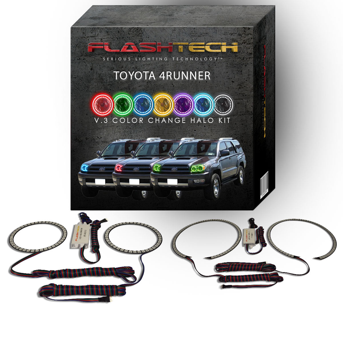 Toyota-4Runner-2006, 2007, 2008, 2009-LED-Halo-Headlights-RGB-No Remote-TO-4R0609-V3H