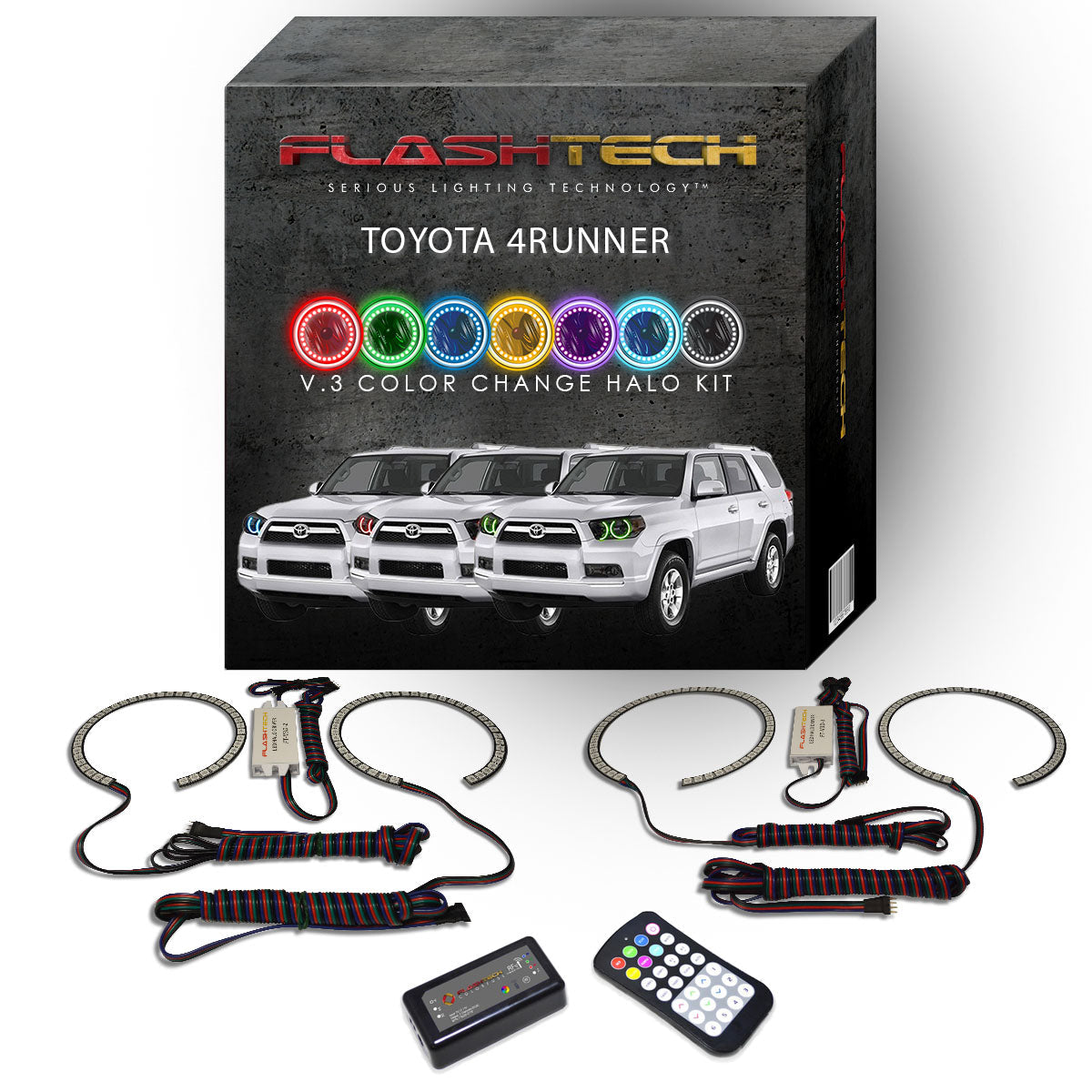 Toyota-4Runner-2010, 2011, 2012, 2013-LED-Halo-Headlights-RGB-RF Remote-TO-4R1013-V3HRF