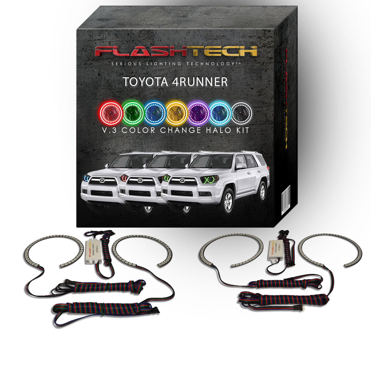 Toyota-4Runner-2010, 2011, 2012, 2013-LED-Halo-Headlights-RGB-No Remote-TO-4R1013-V3H
