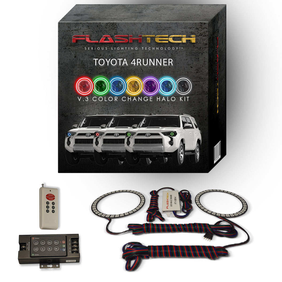 Toyota-4Runner-2014, 2015, 2016-LED-Halo-Headlights-RGB-IR Remote-TO-4R1416-V3HIR