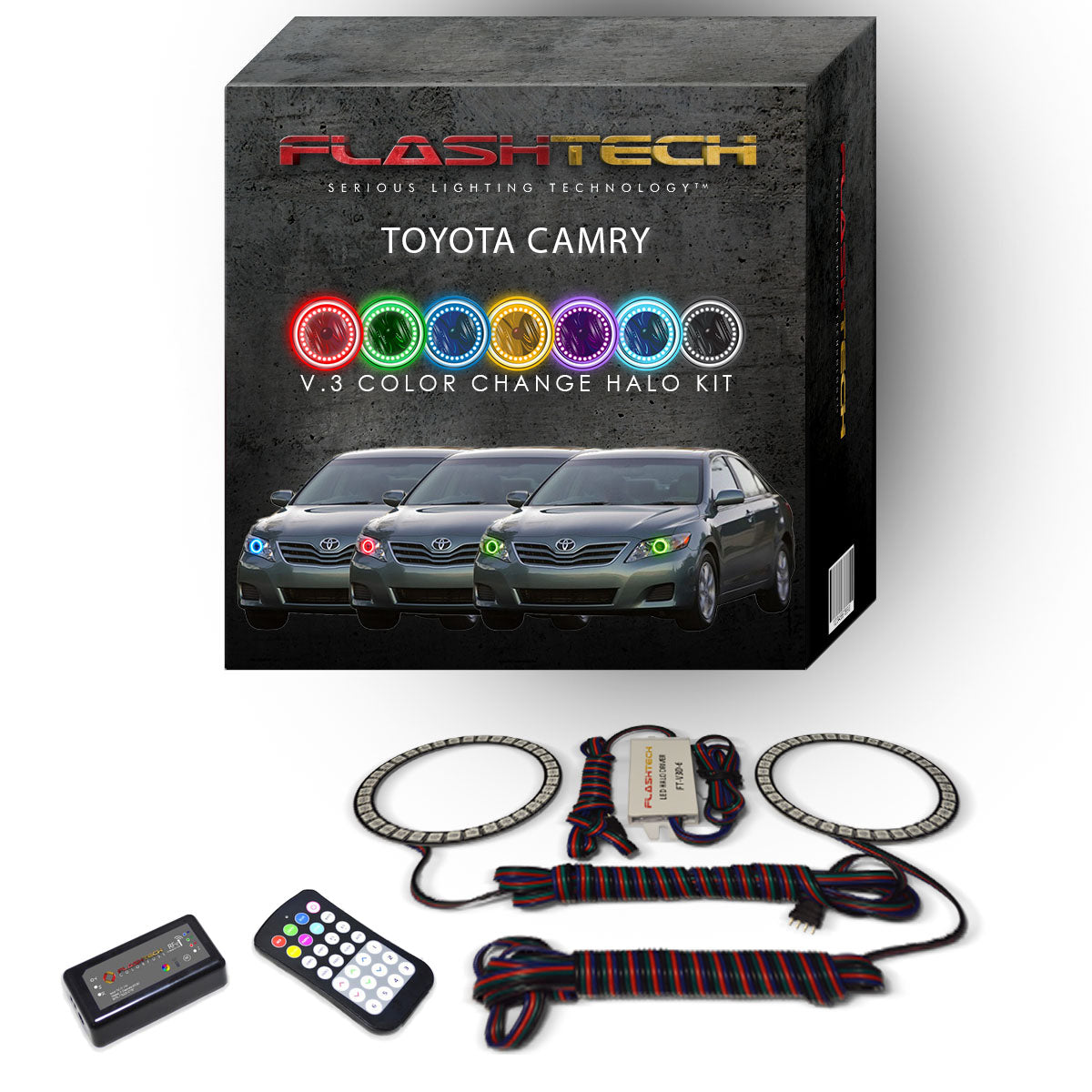 Toyota-Camry-2010, 2011-LED-Halo-Headlights-RGB-RF Remote-TO-CA1011-V3HRF