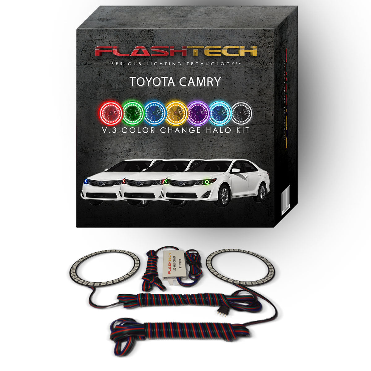 Toyota-Camry-2012, 2013, 2014-LED-Halo-Headlights-RGB-No Remote-TO-CA1214-V3H