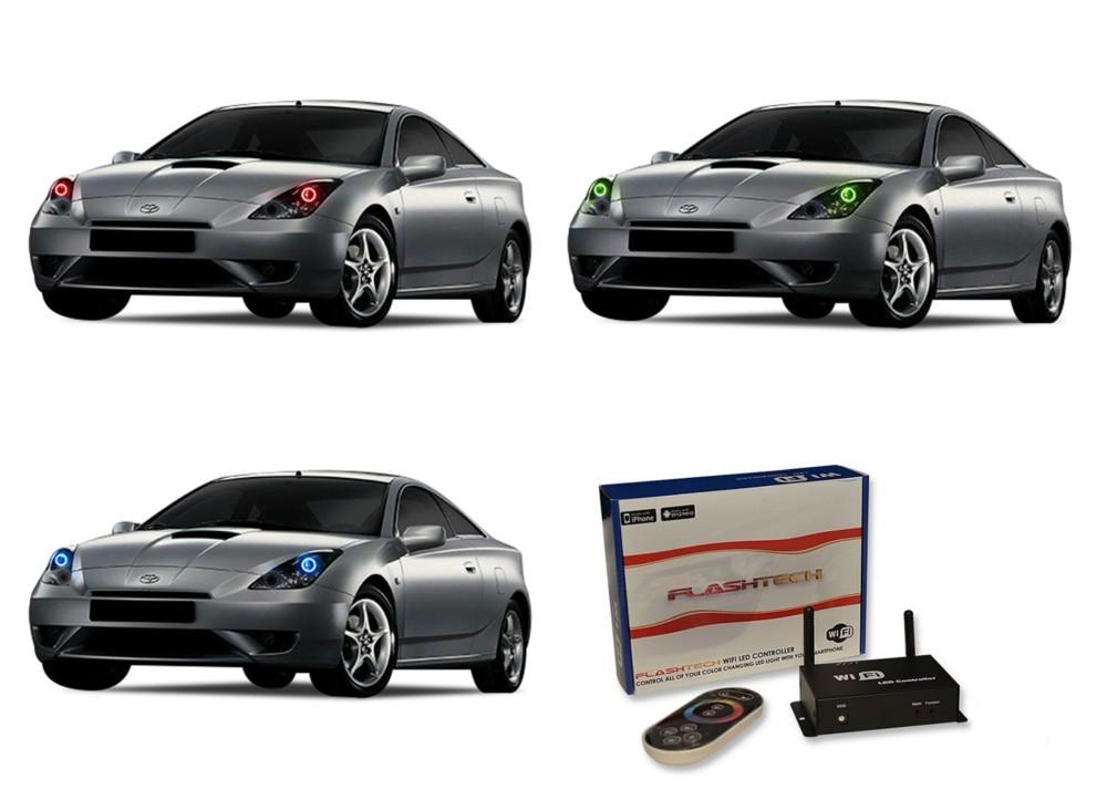 Toyota-Celica-2000, 2001, 2002, 2003, 2004, 2005-LED-Halo-Headlights-RGB-WiFi Remote-TO-CE0005-V3HWI
