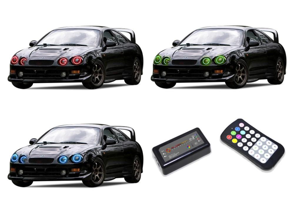 Toyota-Celica-1994, 1995, 1996, 1997, 1998, 1999-LED-Halo-Headlights-RGB-Colorfuse RF Remote-TO-CE9499-V3HCFRF