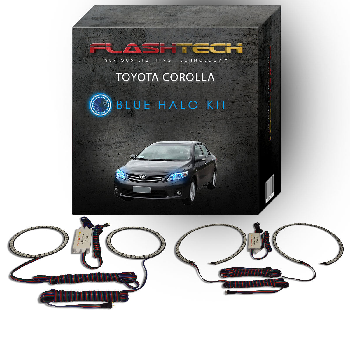 Toyota-Corolla-2011, 2012, 2013-LED-Halo-Headlights-RGB-Bluetooth RF Remote-TO-CO1113-V3HBTRF