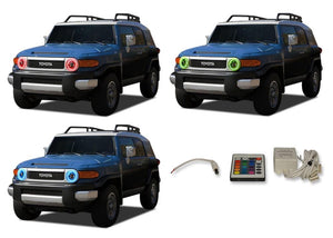 Toyota-FJ Cruiser-2007, 2008, 2009, 2010, 2011, 2012, 2013-LED-Halo-Headlights-RGB-IR Remote-TO-FJC0713-V3HIR