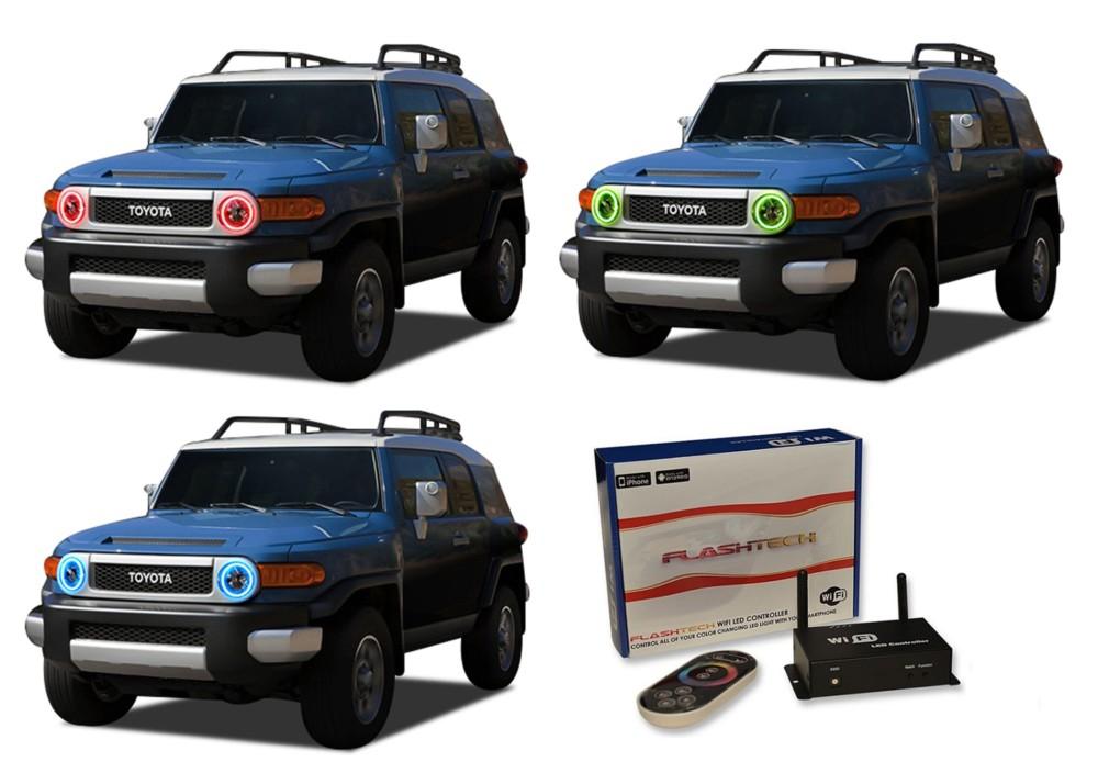 Toyota-FJ Cruiser-2007, 2008, 2009, 2010, 2011, 2012, 2013-LED-Halo-Headlights-RGB-WiFi Remote-TO-FJC0713-V3HWI