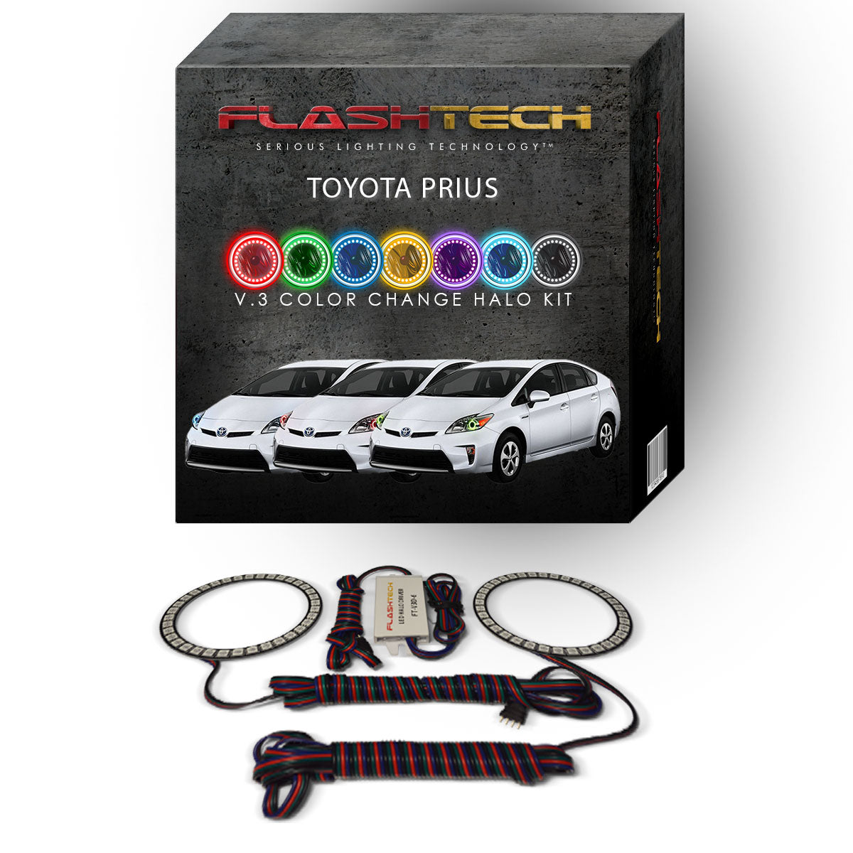 Toyota-Prius-2010, 2011, 2012, 2013, 2014, 2015-LED-Halo-Headlights-RGB-No Remote-TO-PR1015-V3H