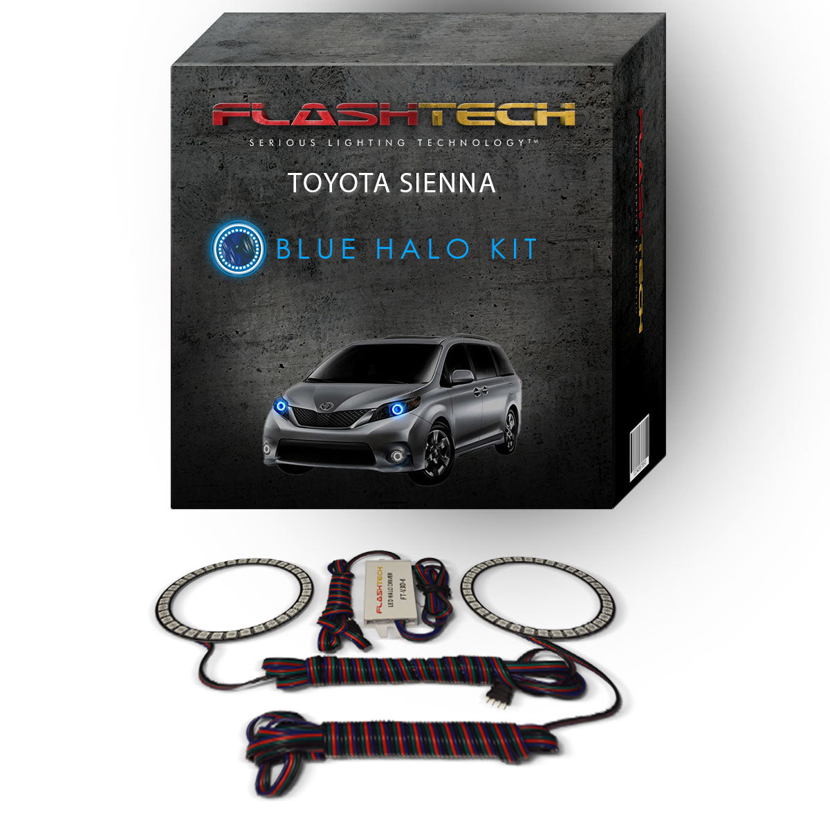 Toyota-Sienna-2014, 2015, 2016-LED-Halo-Headlights-RGB-Bluetooth RF Remote-TO-SN1516-V3HBTRF