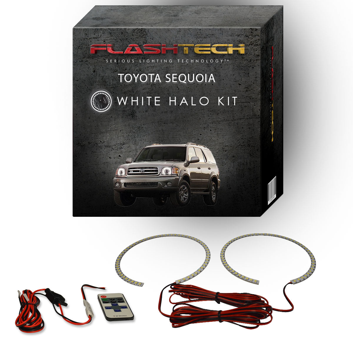Toyota-Sequoia-2001, 2002, 2003, 2004-LED-Halo-Headlights-White-RF Remote White-TO-SQ0104-WHRF