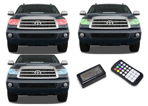 Toyota-Sequoia-2007, 2008, 2009, 2010, 2011, 2012, 2013-LED-Halo-Headlights-RGB-Colorfuse RF Remote-TO-SQ0713-V3HCFRF