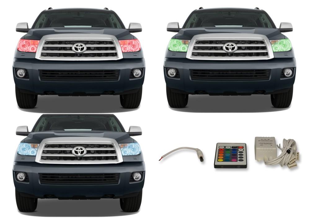 Toyota-Sequoia-2007, 2008, 2009, 2010, 2011, 2012, 2013-LED-Halo-Headlights-RGB-IR Remote-TO-SQ0713-V3HIR