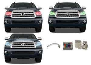Toyota-Sequoia-2007, 2008, 2009, 2010, 2011, 2012, 2013-LED-Halo-Headlights-RGB-IR Remote-TO-SQ0713-V3HIR