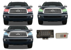 Toyota-Sequoia-2007, 2008, 2009, 2010, 2011, 2012, 2013-LED-Halo-Headlights-RGB-RF Remote-TO-SQ0713-V3HRF