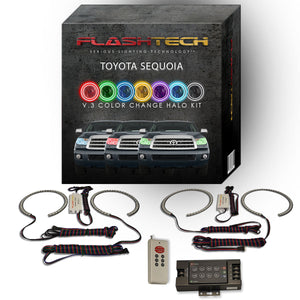 Toyota-Sequoia-2007, 2008, 2009, 2010, 2011, 2012, 2013-LED-Halo-Headlights-RGB-Bluetooth RF Remote-TO-SQ0713-V3HBTRF