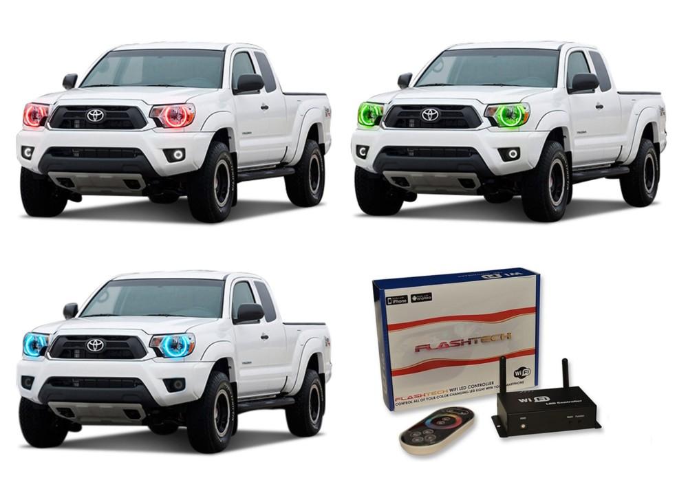 Toyota-Tacoma-2012, 2013, 2014, 2015-LED-Halo-Headlights-RGB-WiFi Remote-TO-TA1215-V3HWI