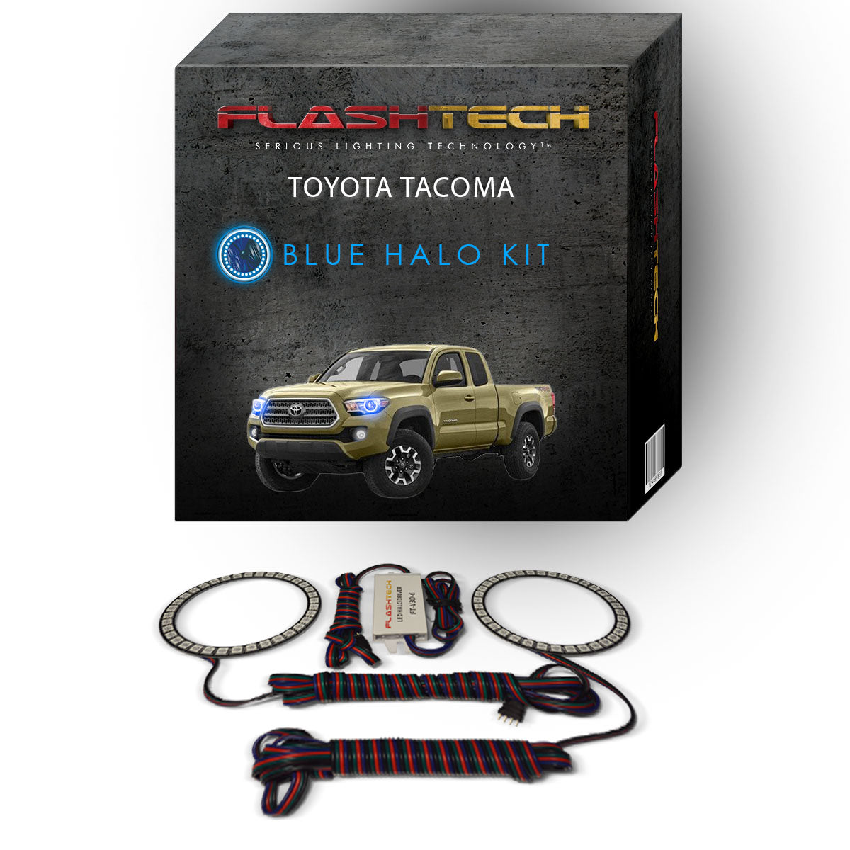 Toyota-Tacoma-2016, 2017, 2018-LED-Halo-Headlights-RGB-Bluetooth RF Remote-TO-TA1617-V3HBTRF