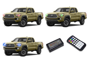 Toyota-Tacoma-2016, 2017, 2018-LED-Halo-Headlights-RGB-Colorfuse RF Remote-TO-TA1617-V3HCFRF