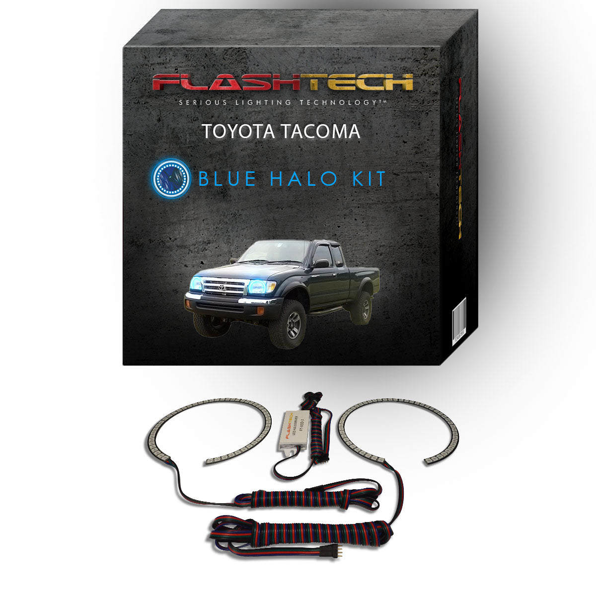 Toyota-Tacoma-1998, 1999, 2000-LED-Halo-Headlights-RGB-Bluetooth RF Remote-TO-TA9800-V3HBTRF