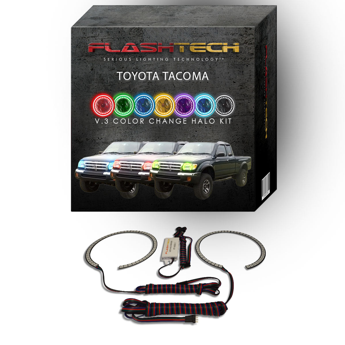 Toyota-Tacoma-1998, 1999, 2000-LED-Halo-Headlights-RGB-No Remote-TO-TA9800-V3H