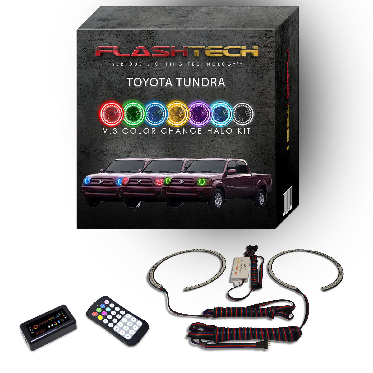 Toyota-Tundra-2005, 2006-LED-Halo-Headlights-RGB-RF Remote-TO-TU0506-V3HRF