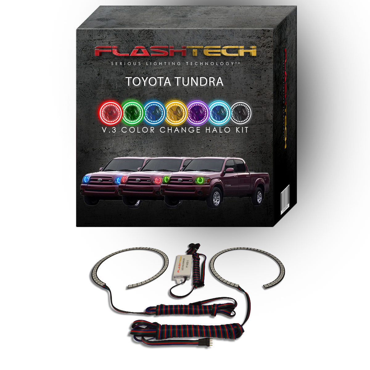 Toyota-Tundra-2005, 2006-LED-Halo-Headlights-RGB-No Remote-TO-TU0506-V3H