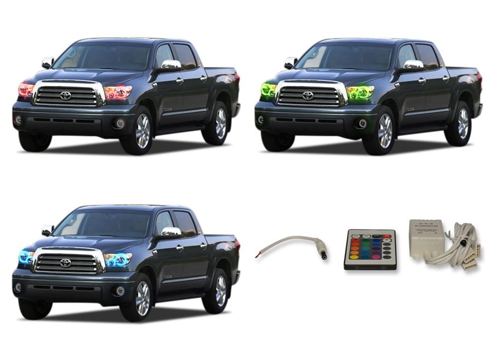 Toyota-Tundra-2007, 2008, 2009, 2010, 2011, 2012-LED-Halo-Headlights-RGB-IR Remote-TO-TU0713-V3HIR