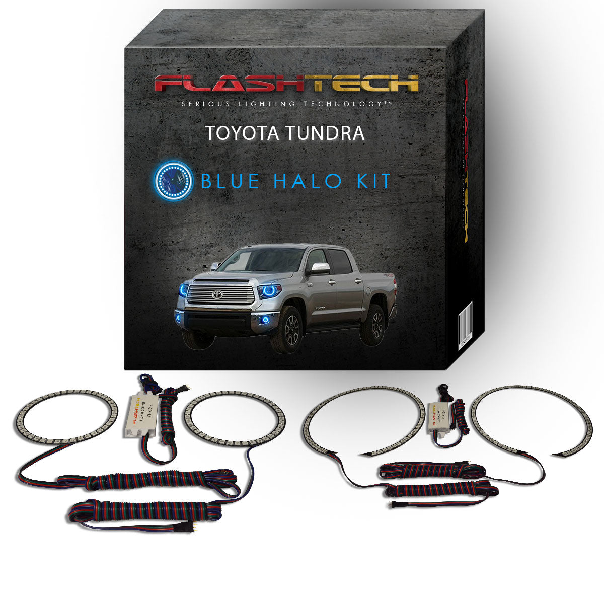 Toyota-Tundra-2014, 2015, 2016-LED-Halo-Headlights and Fog Lights-RGB-No Remote-TO-TU1415-V3HF
