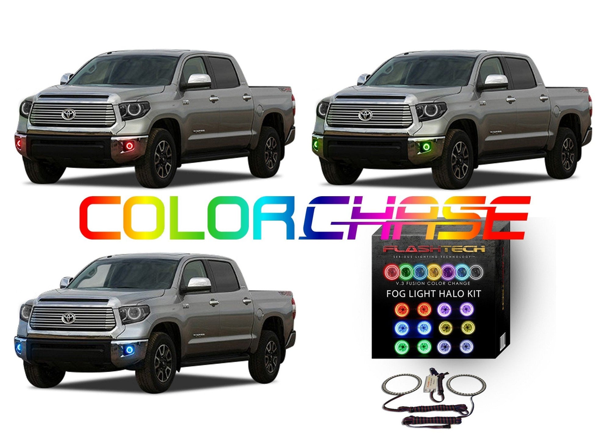 Toyota-Tundra-2014, 2015, 2016-LED-Halo-Fog Lights-ColorChase-No Remote-TO-TU1415-CCF