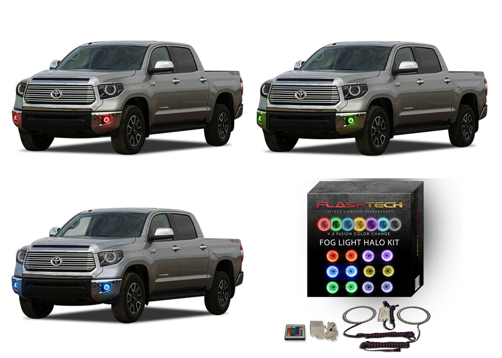 Toyota-Tundra-2014, 2015, 2016-LED-Halo-Fog Lights-RGB-IR Remote-TO-TU1415-V3FIR