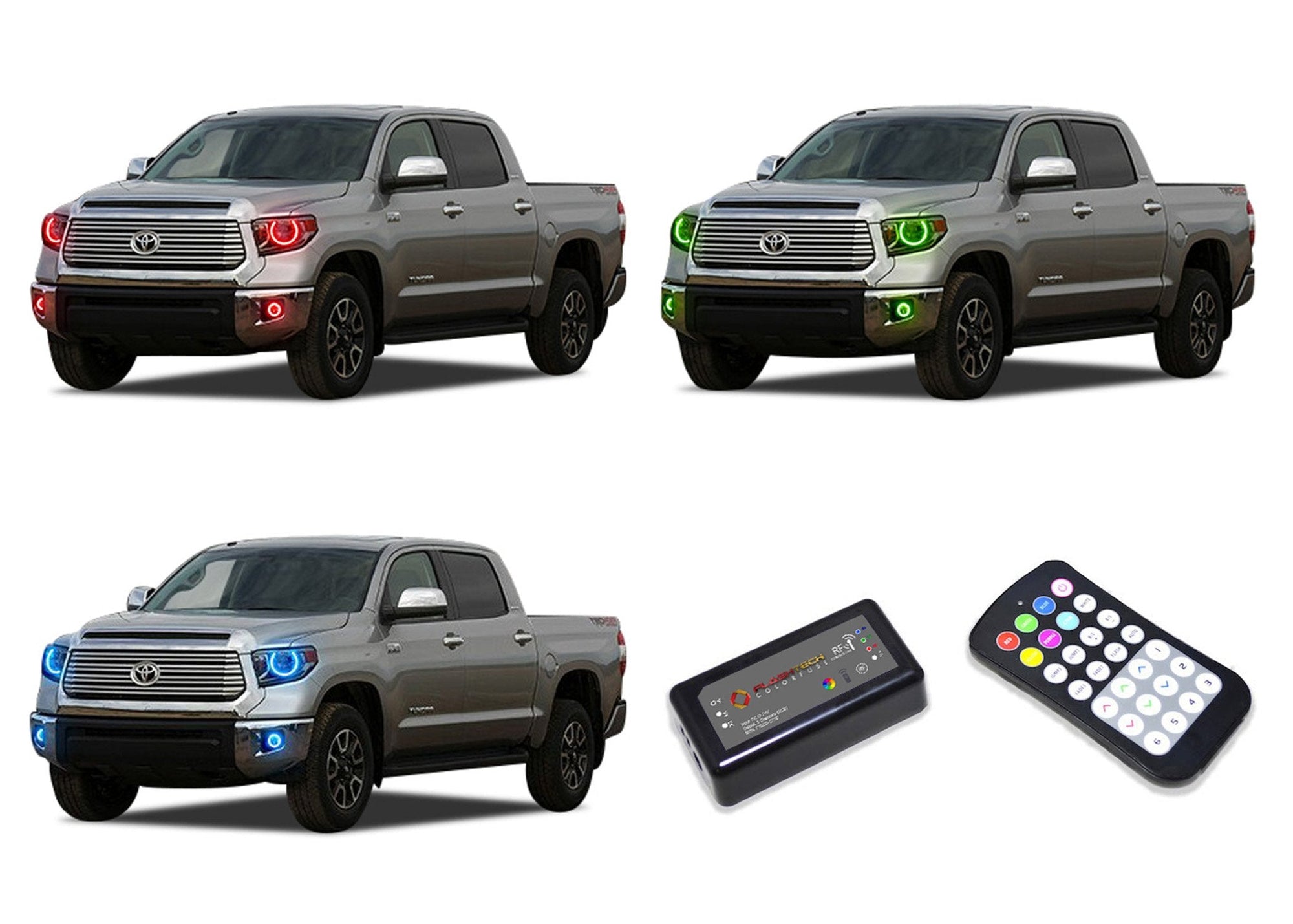 Toyota-Tundra-2014, 2015, 2016-LED-Halo-Headlights and Fog Lights-RGB-Colorfuse RF Remote-TO-TU1415-V3HFCFRF