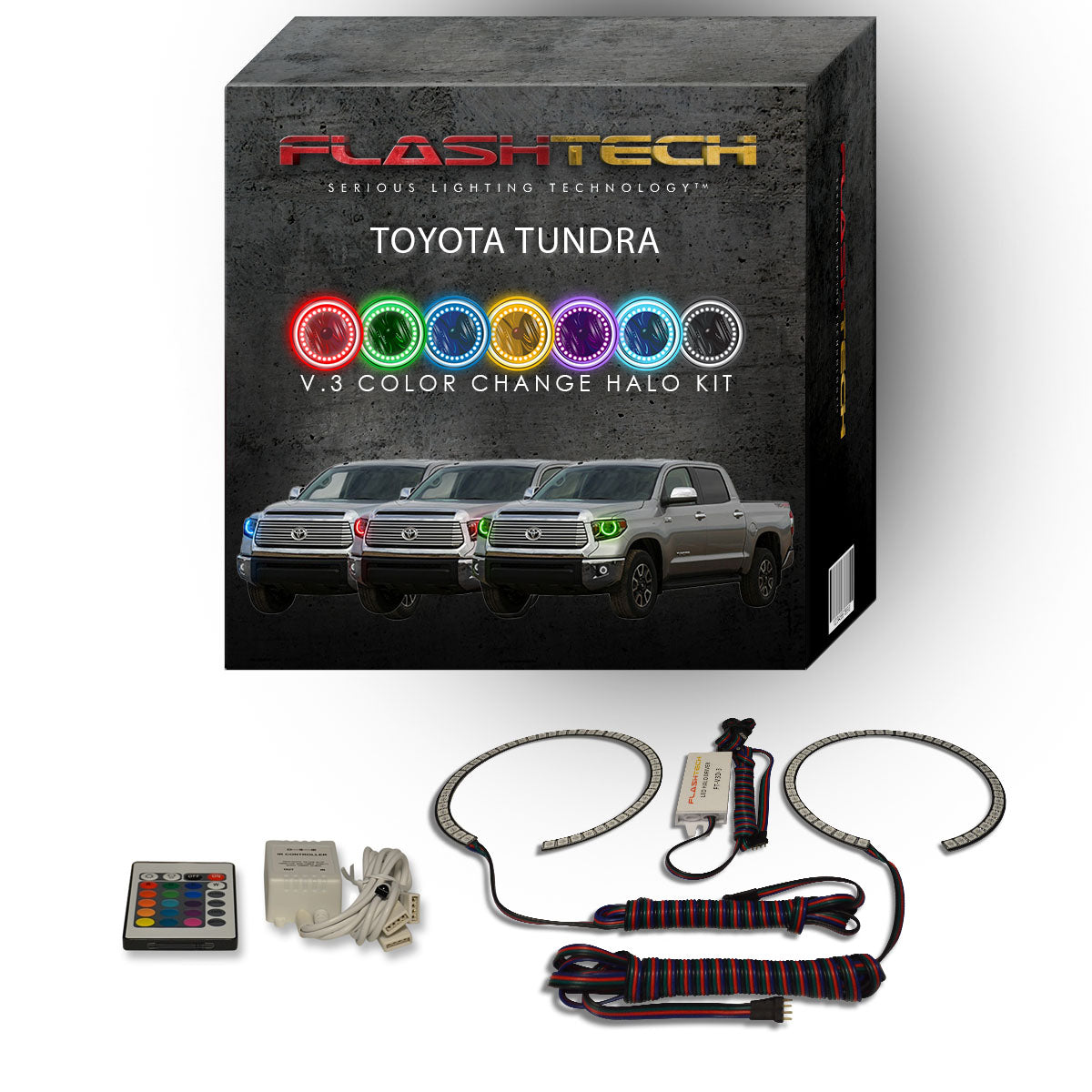 Toyota-Tundra-2014, 2015, 2016-LED-Halo-Headlights-RGB-Bluetooth RF Remote-TO-TU1415-V3HBTRF