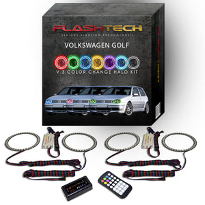 Volkswagen-Golf-1999, 2000, 2001, 2002, 2003, 2004, 2005, 2006-LED-Halo-Headlights-RGB-RF Remote-VW-GO9906-V3HRF