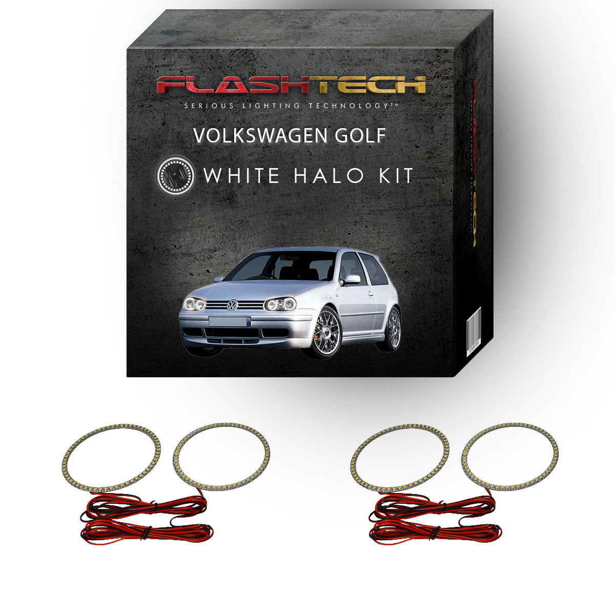 Volkswagen-Golf-1999, 2000, 2001, 2002, 2003, 2004, 2005, 2006-LED-Halo-Headlights-White-RF Remote White-VW-GO9906-WHRF