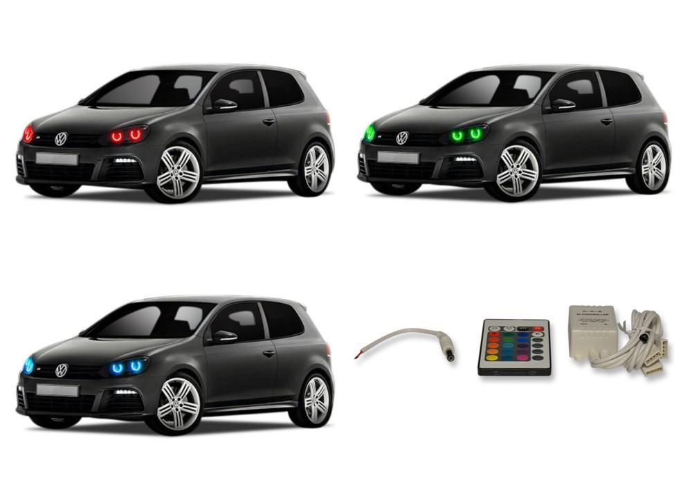 Volkswagen-Golf-2010, 2011, 2012, 2013-LED-Halo-Headlights-RGB-IR Remote-VW-GOH1013-V3HIR
