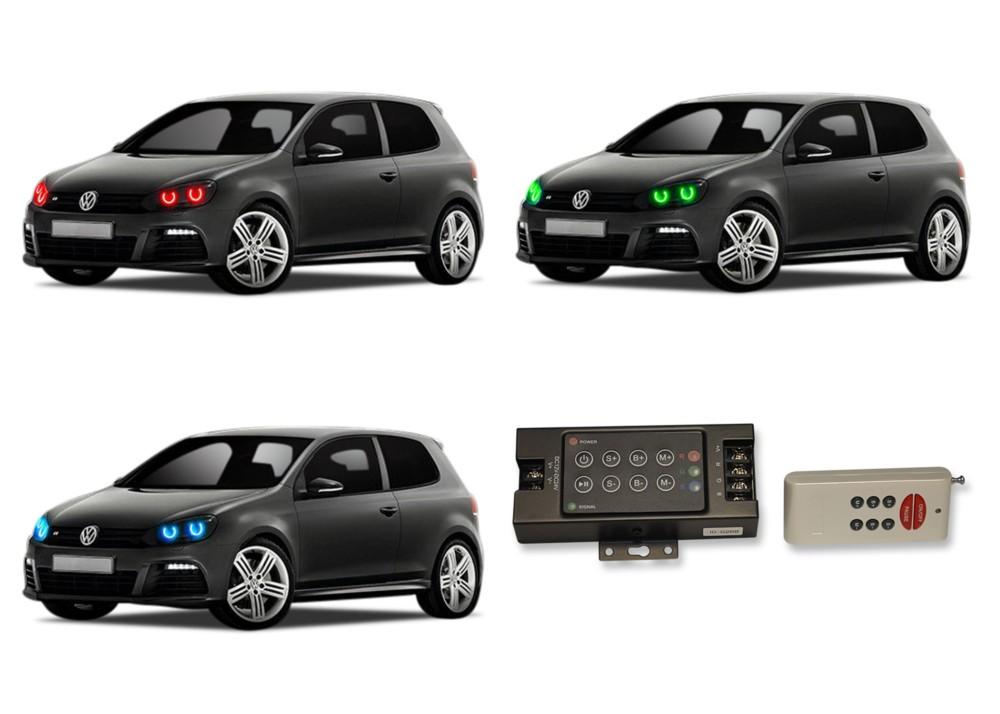 Volkswagen-Golf-2010, 2011, 2012, 2013-LED-Halo-Headlights-RGB-RF Remote-VW-GOH1013-V3HRF