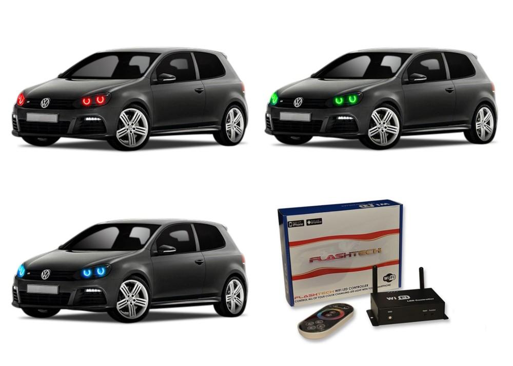 Volkswagen-Golf-2010, 2011, 2012, 2013-LED-Halo-Headlights-RGB-WiFi Remote-VW-GOH1013-V3HWI