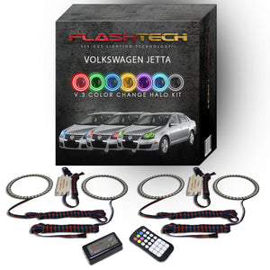 Volkswagen-Jetta-2005, 2006, 2007, 2008, 2009, 2010-LED-Halo-Headlights-RGB-RF Remote-VW-JT0510-V3HRF