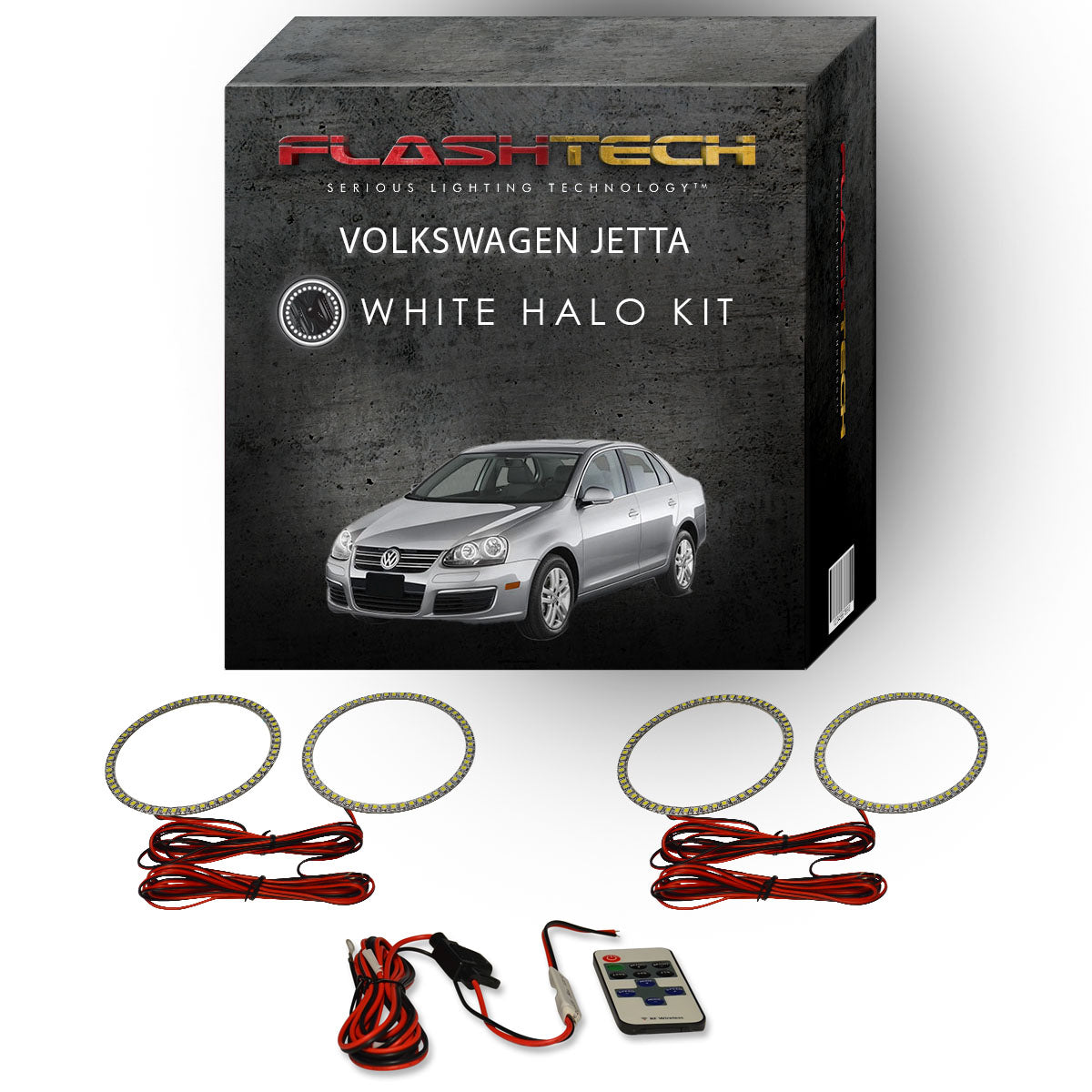 Volkswagen-Jetta-2005, 2006, 2007, 2008, 2009, 2010-LED-Halo-Headlights-White-RF Remote White-VW-JT0510-WHRF