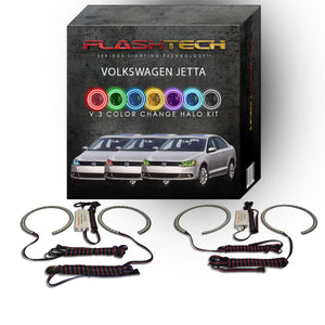 Volkswagen-Jetta-2011, 2012, 2013, 2014, 2015, 2016-LED-Halo-Headlights-RGB-No Remote-VW-JT1116-V3H