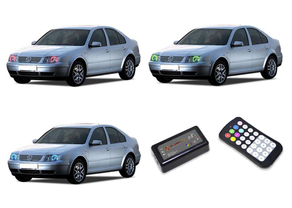 Volkswagen-Jetta-1999, 2000, 2001, 2002, 2003, 2004-LED-Halo-Headlights-RGB-Colorfuse RF Remote-VW-JT9904-V3HCFRF