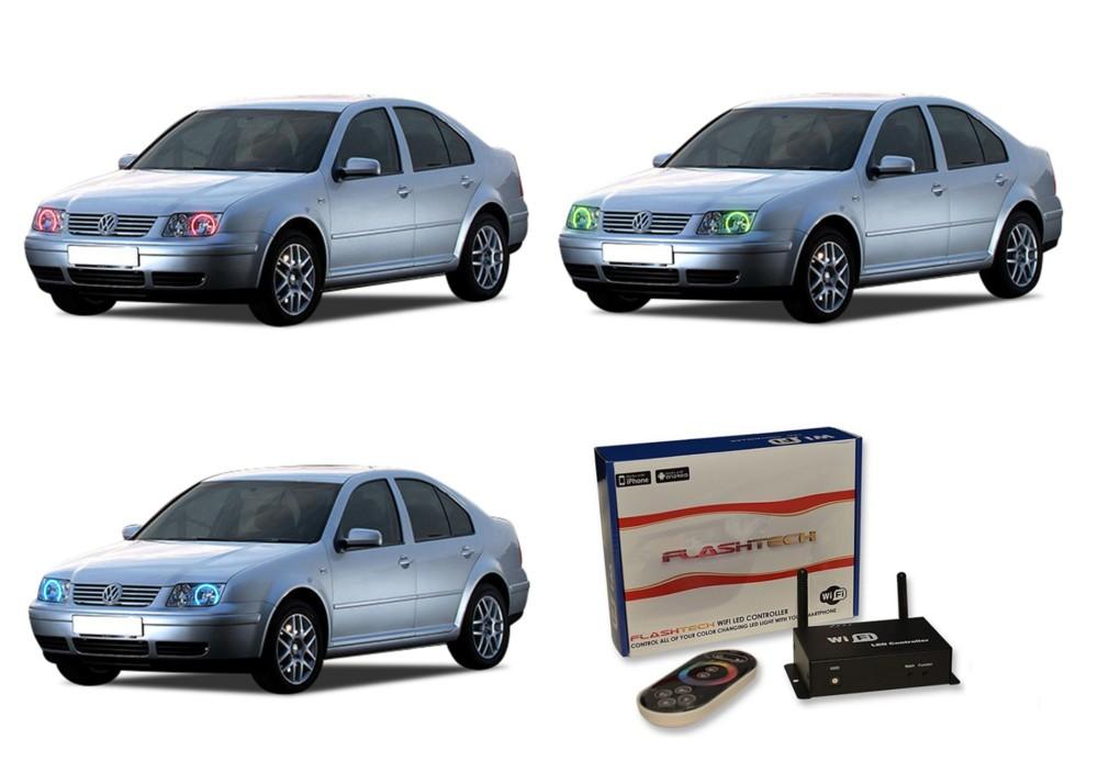 Volkswagen-Jetta-1999, 2000, 2001, 2002, 2003, 2004-LED-Halo-Headlights-RGB-WiFi Remote-VW-JT9904-V3HWI