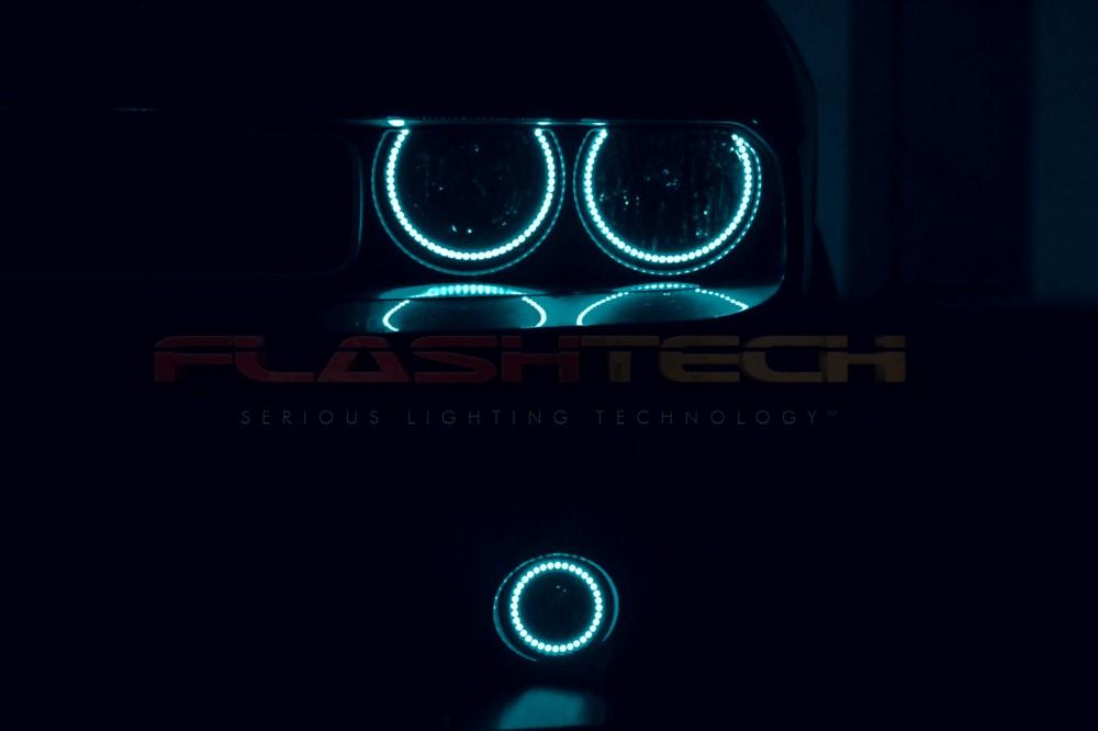 Dodge-Challenger-2015, 2016, 2017, 2018, 2019-LED-Halo-Headlights and Fog Lights-RGB-Bluetooth RF Remote-DO-CL01519-V3HFBTRF-WPE